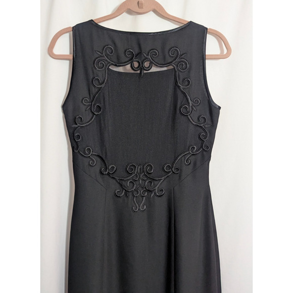 Vtg Reggio Black Embroidered Mesh Sleeveless Maxi Dress Size 8 M1 Formal Goth - Picture 5 of 6